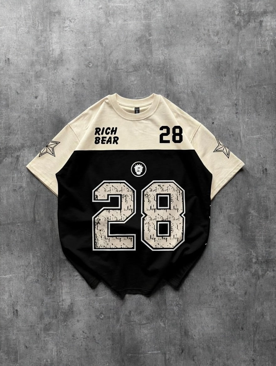 Rich Bear 28 Drop Shoulder T-Shirt β Printed Cotton Jersey Oversized Tee