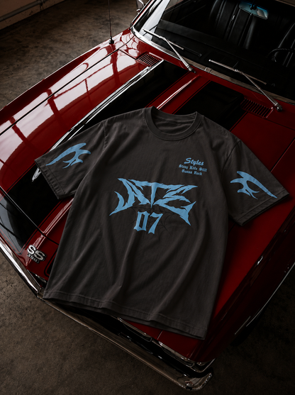 07 Printed Dropshoulder T-Shirt – Premium Lycra Polestar Oversized Tee for Men