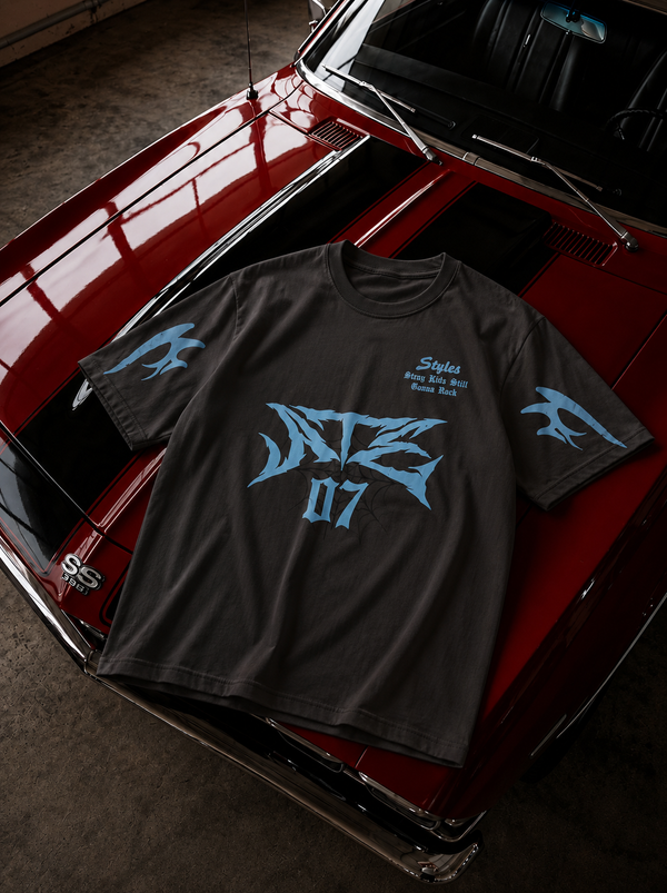 07 Printed Dropshoulder T-Shirt – Premium Lycra Polestar Oversized Tee for Men