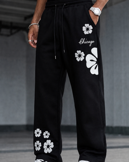 Men's Floral Graphic Baggy Trousers – Premium Loose Fit Streetwear Pants