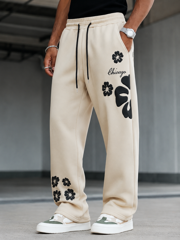 Men's Floral Graphic Baggy Trousers – Premium Loose Fit Streetwear Pants
