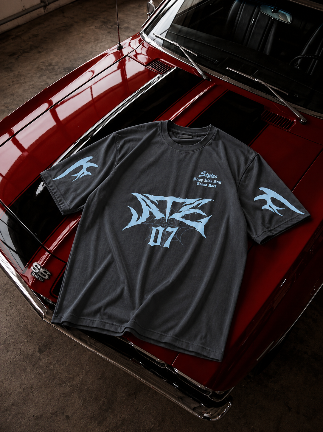 07 Printed Dropshoulder T-Shirt – Premium Lycra Polestar Oversized Tee for Men