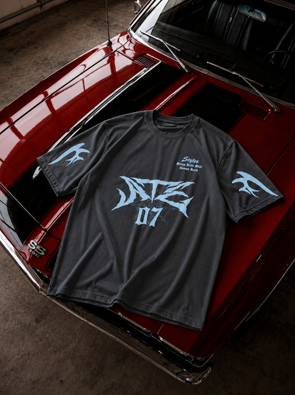 07 Printed Dropshoulder T-Shirt – Premium Lycra Polestar Oversized Tee for Men