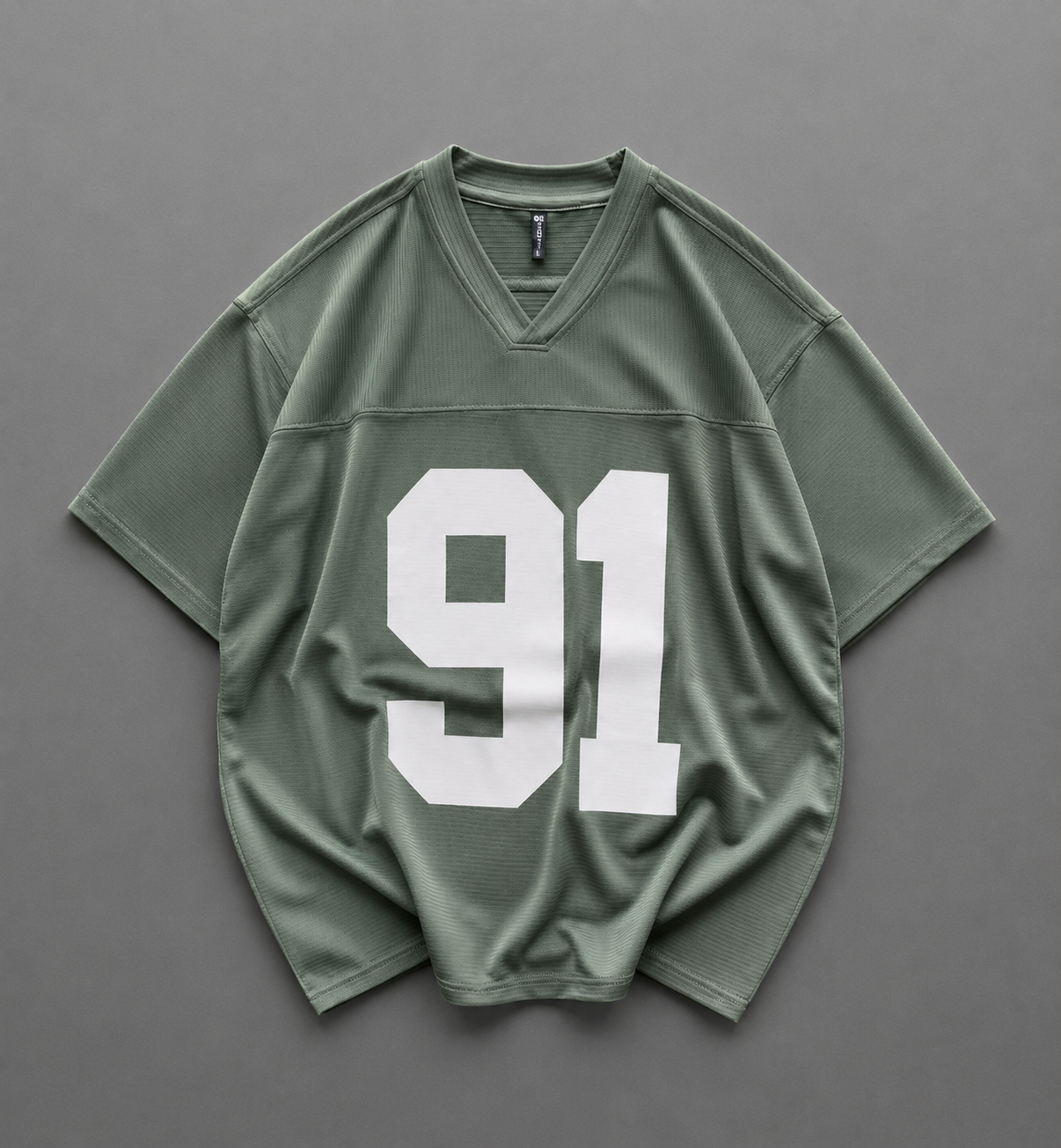 V Neck 91 Printed Drop Shoulder T-Shirt – Corduroy Fabric
