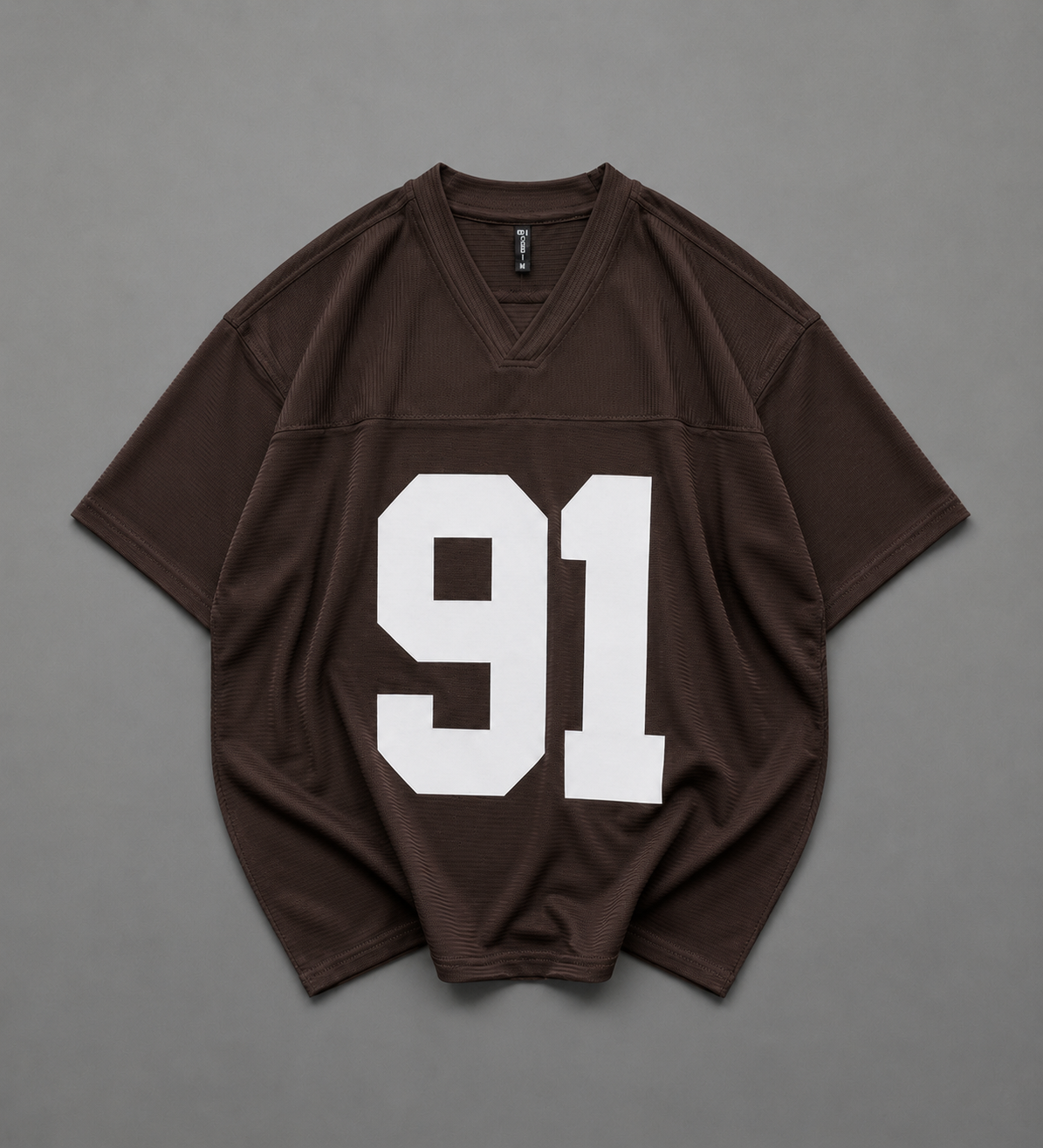 V Neck 91 Printed Drop Shoulder T-Shirt – Corduroy Fabric