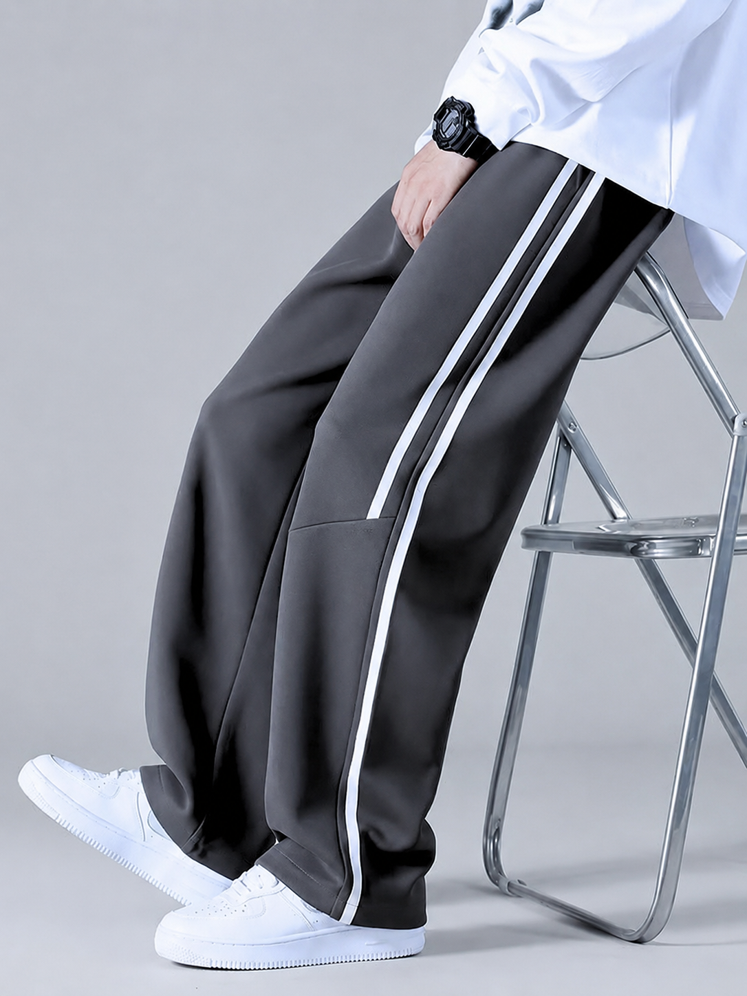Side Stripe Baggy Trousers – Cotton Terry | AATISHWEAR