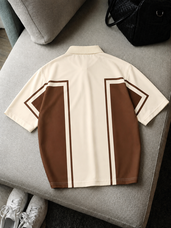 Zip Style Contrast Print Polo T-Shirt – Fine Terry | AATISHWEAR