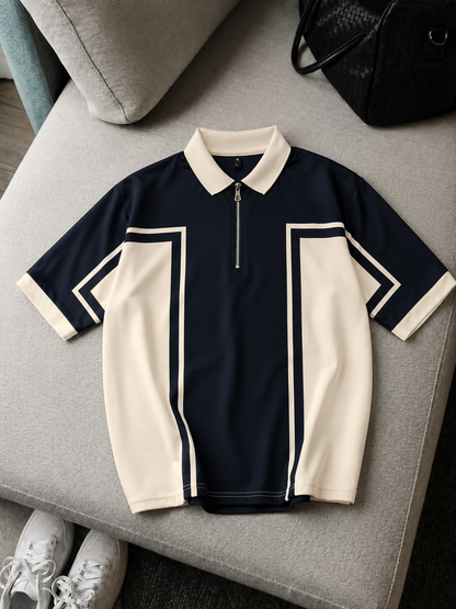 Zip Style Contrast Print Polo T-Shirt – Fine Terry | AATISHWEAR