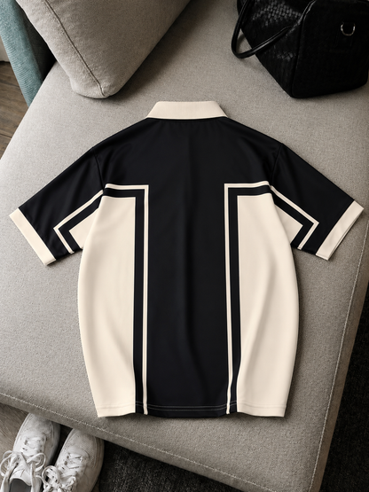 Zip Style Contrast Print Polo T-Shirt – Fine Terry | AATISHWEAR