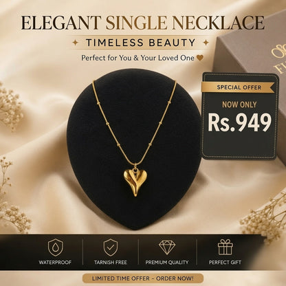 Gold Heart Stainless Steel Pendant Necklace for Women