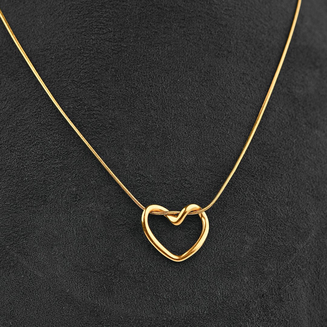 Open Heart Stainless Steel Pendant Necklace for Women