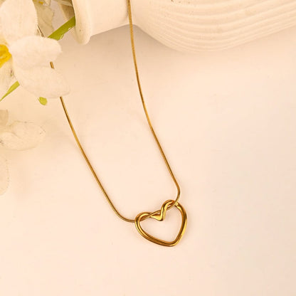 Open Heart Stainless Steel Pendant Necklace for Women