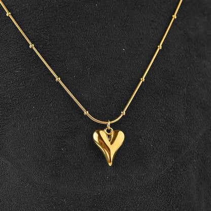 Gold Heart Stainless Steel Pendant Necklace for Women