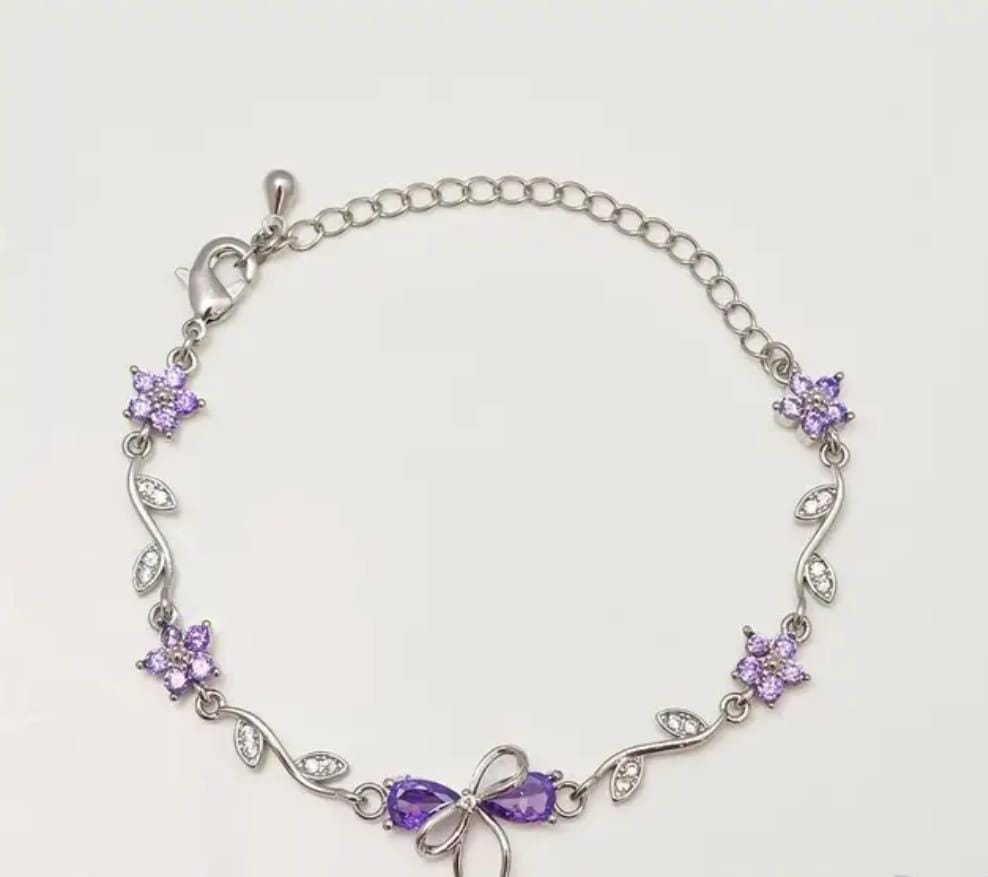 Gold Plated Zircon Bow Bracelet for Women