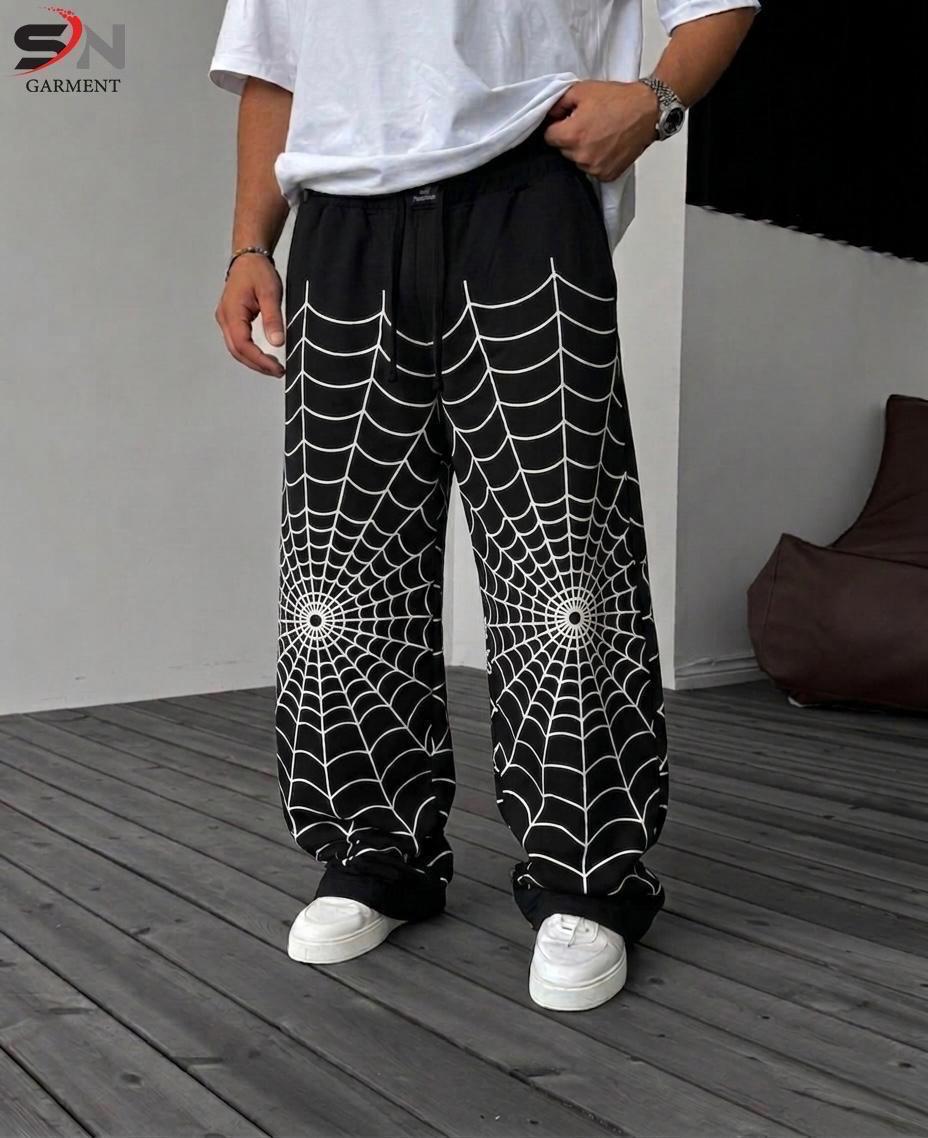 Men's Graphic Baggy Trousers – Premium Streetwear Loose Fit Black Joggers