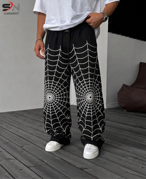 Men's Graphic Baggy Trousers – Premium Streetwear Loose Fit Black Joggers