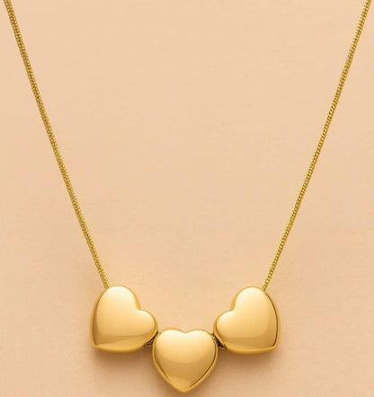 Triple Heart Stainless Steel Pendant Necklace for Women