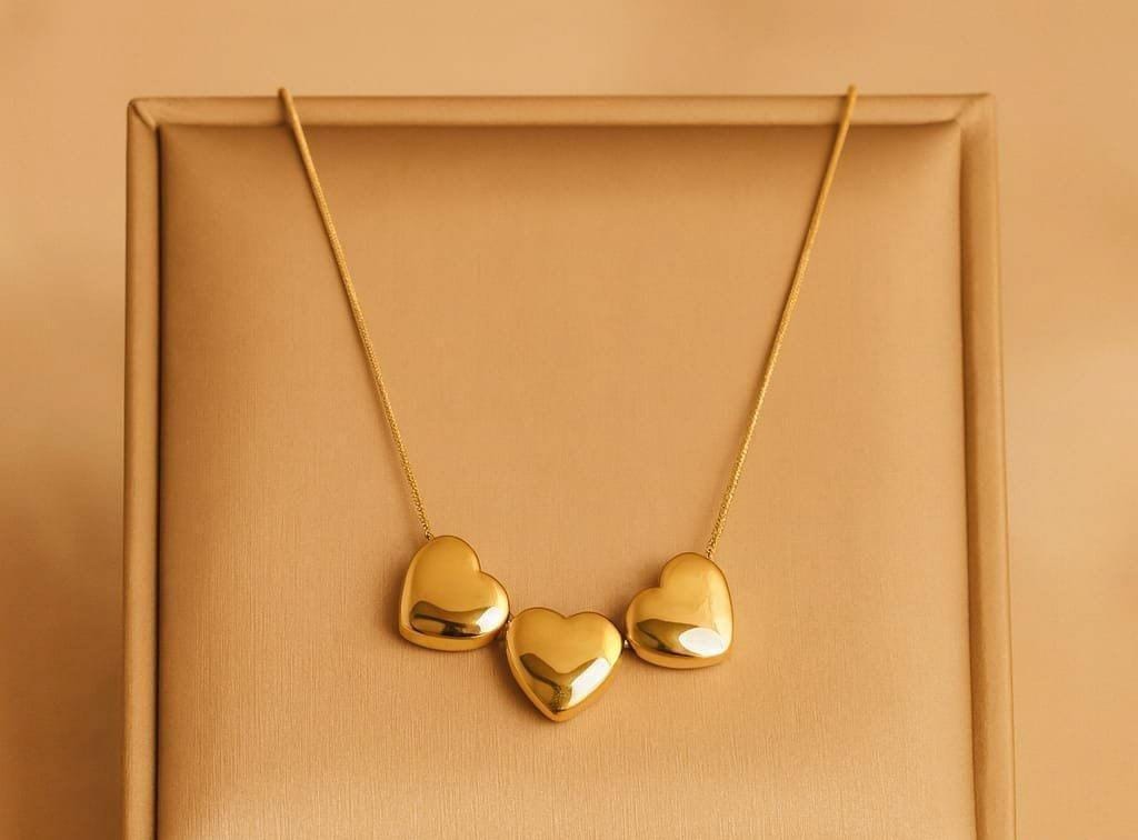 Triple Heart Stainless Steel Pendant Necklace for Women