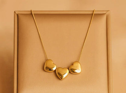 Triple Heart Stainless Steel Pendant Necklace for Women