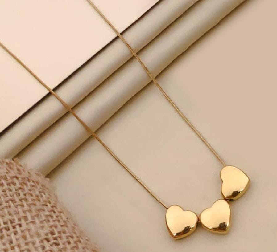 Triple Heart Stainless Steel Pendant Necklace for Women