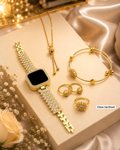 Premium Ladies Gift Set with LED Watch & Gold Plated Jewelry