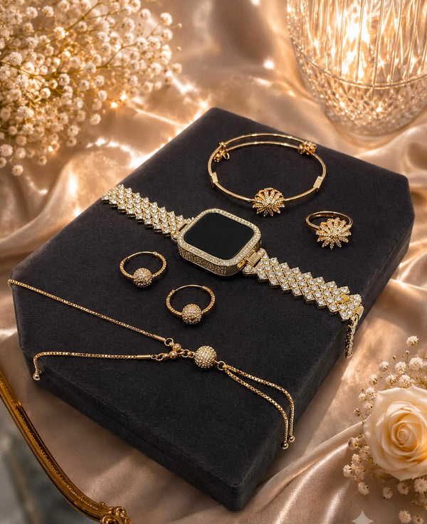 Premium Ladies Gift Set with LED Watch & Gold Plated Jewelry