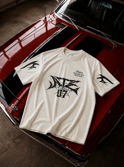 07 Printed Dropshoulder T-Shirt – Premium Lycra Polestar Oversized Tee for Men