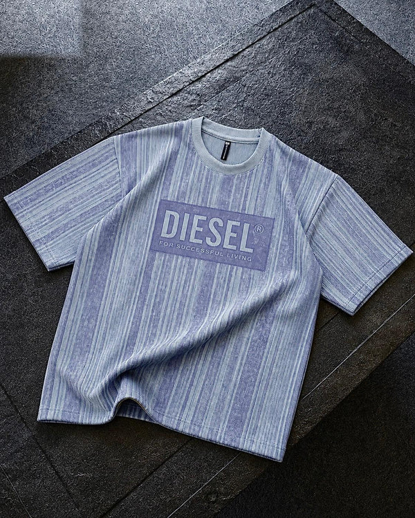 Waffle Knit Printed Dropshoulder Tee