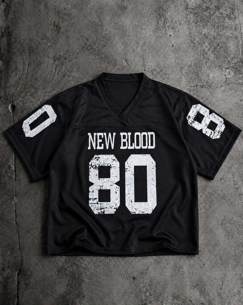 V-Neck "New Blood 80" Printed Drop-Shoulder Jersey