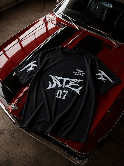 07 Printed Dropshoulder T-Shirt – Premium Lycra Polestar Oversized Tee for Men