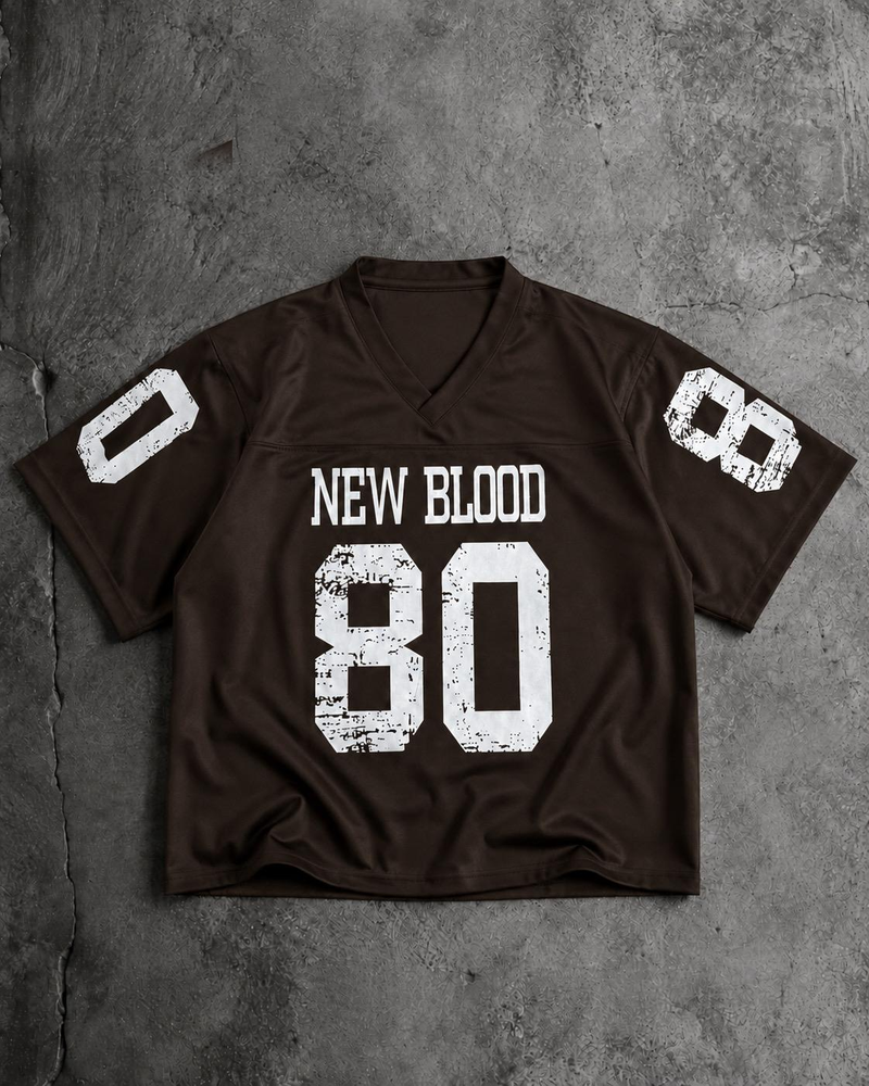 V-Neck "New Blood 80" Printed Drop-Shoulder Jersey