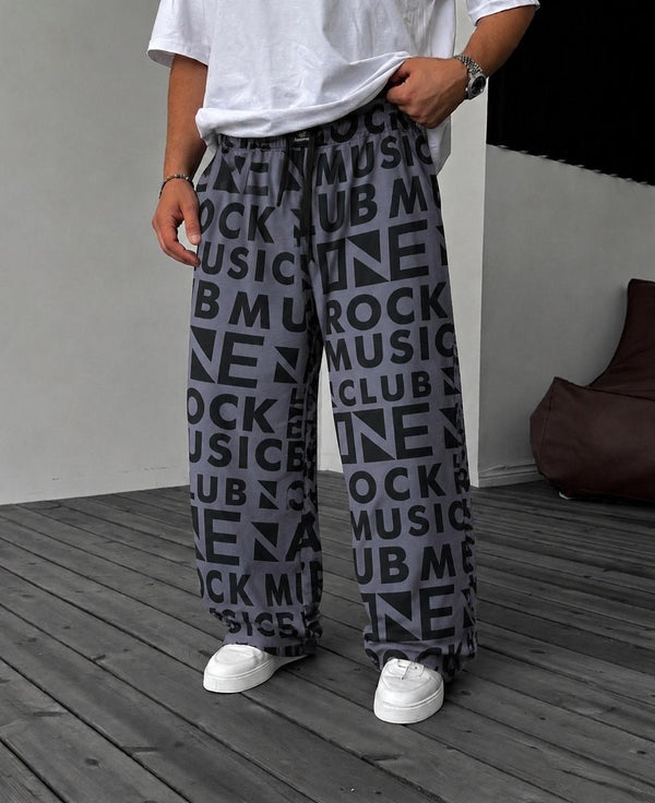 Rock Music Club All-Over Print Baggy Trousers