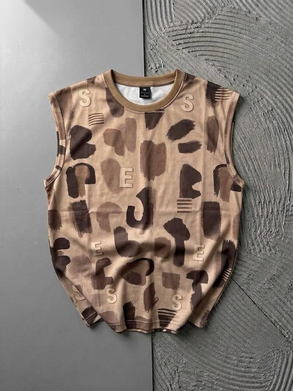 Allover Printed Tank Top | Sleeveless Streetwear Tee for Men