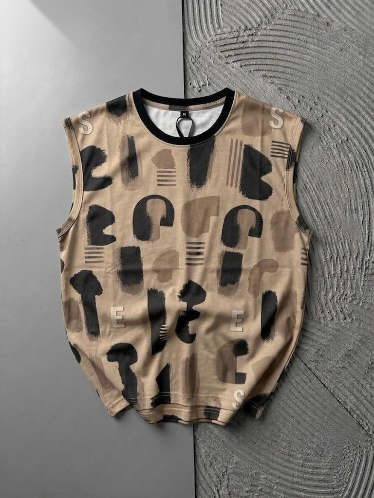 Allover Printed Tank Top | Sleeveless Streetwear Tee for Men