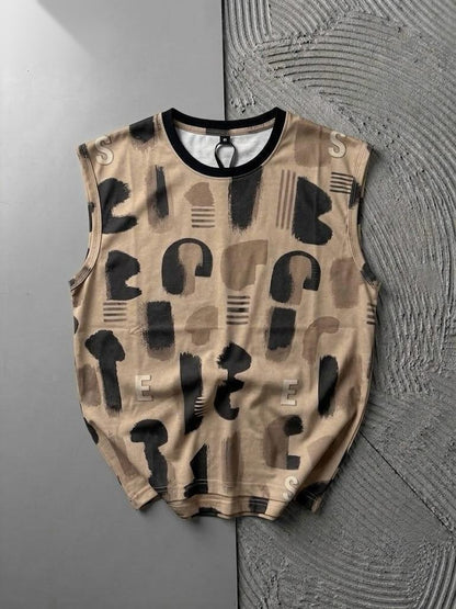 Allover Printed Tank Top | Sleeveless Streetwear Tee for Men
