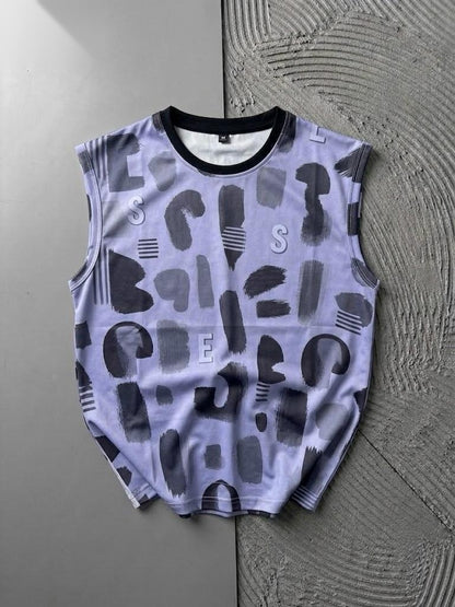 Allover Printed Tank Top | Sleeveless Streetwear Tee for Men